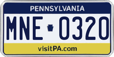 PA license plate MNE0320