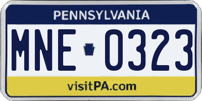 PA license plate MNE0323