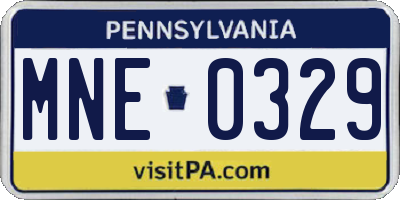 PA license plate MNE0329