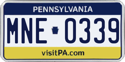 PA license plate MNE0339