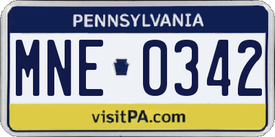PA license plate MNE0342