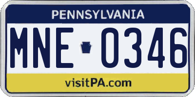 PA license plate MNE0346