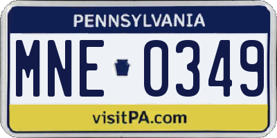 PA license plate MNE0349
