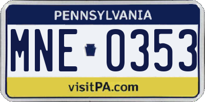 PA license plate MNE0353