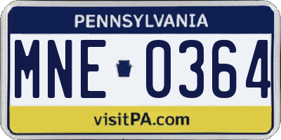 PA license plate MNE0364