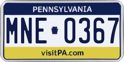 PA license plate MNE0367