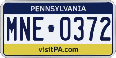 PA license plate MNE0372
