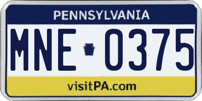 PA license plate MNE0375