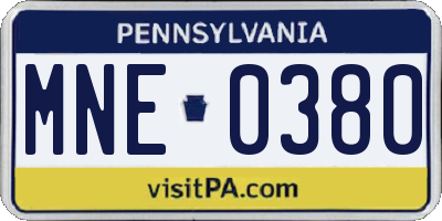 PA license plate MNE0380
