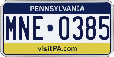 PA license plate MNE0385