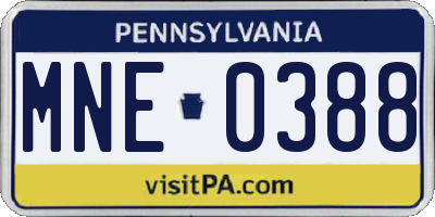 PA license plate MNE0388