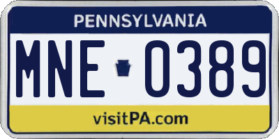 PA license plate MNE0389