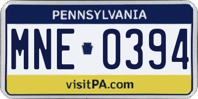 PA license plate MNE0394