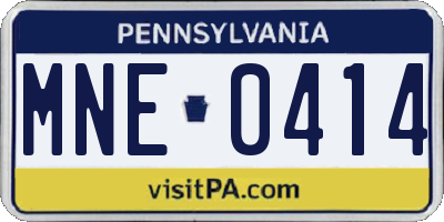 PA license plate MNE0414