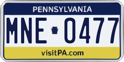 PA license plate MNE0477