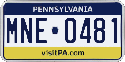 PA license plate MNE0481