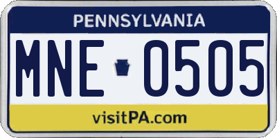 PA license plate MNE0505