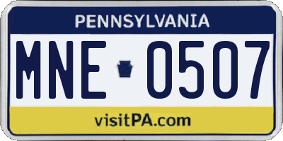 PA license plate MNE0507