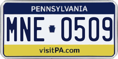 PA license plate MNE0509