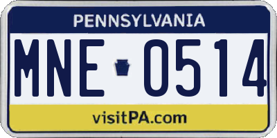 PA license plate MNE0514