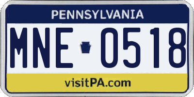 PA license plate MNE0518