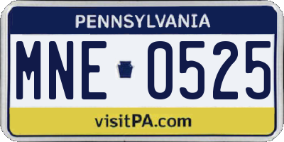 PA license plate MNE0525