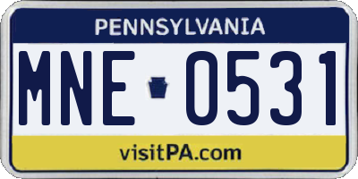 PA license plate MNE0531