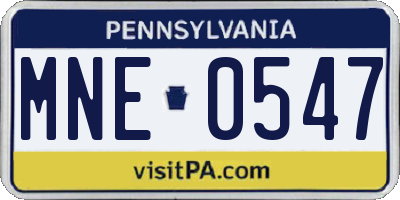 PA license plate MNE0547