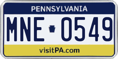 PA license plate MNE0549