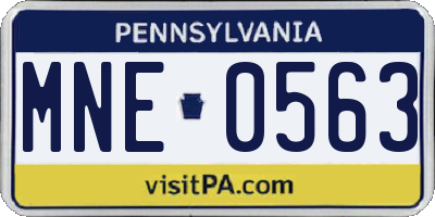 PA license plate MNE0563