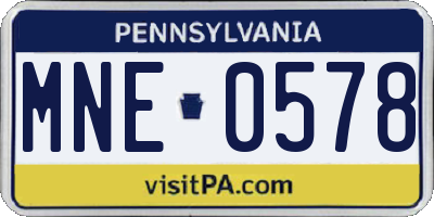 PA license plate MNE0578