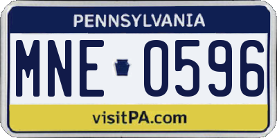 PA license plate MNE0596