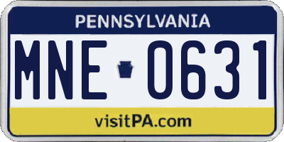 PA license plate MNE0631