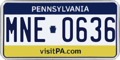 PA license plate MNE0636