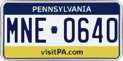 PA license plate MNE0640