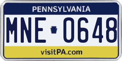PA license plate MNE0648