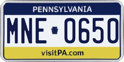 PA license plate MNE0650