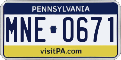 PA license plate MNE0671