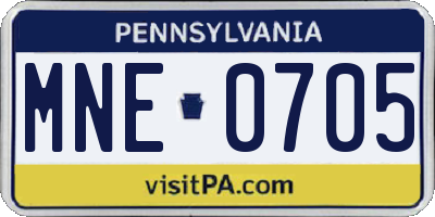 PA license plate MNE0705