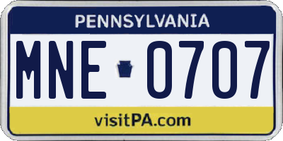 PA license plate MNE0707