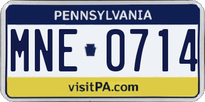 PA license plate MNE0714