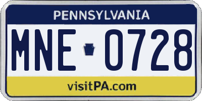 PA license plate MNE0728