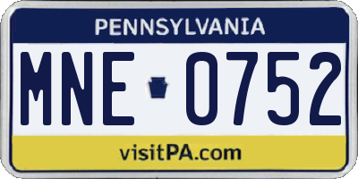 PA license plate MNE0752