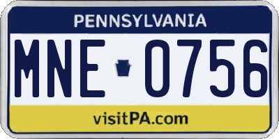 PA license plate MNE0756