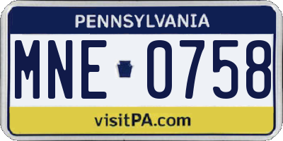 PA license plate MNE0758