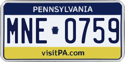 PA license plate MNE0759