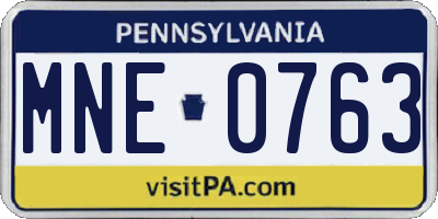 PA license plate MNE0763