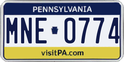 PA license plate MNE0774