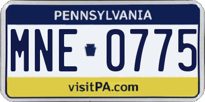 PA license plate MNE0775