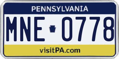 PA license plate MNE0778